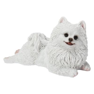 Ubia Prone Pomeranian Shiro, 21 X 10.5 X 11.5 Cm, Doll Figurine, Animal Ornament, Garden Decoration, Realistic, Cute Dog, H19287-1