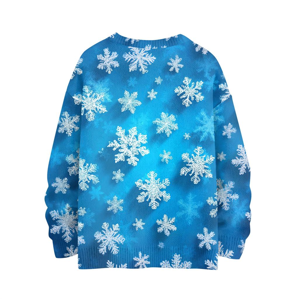 Women's Fashionable Casual Long-sleeved Checkered Printed Round-neck Sweater Knitted Top