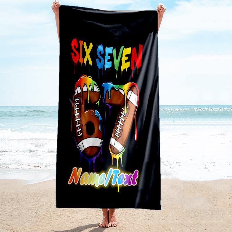1PC Custom Name Football Art Beach Towel Highly Absorbent And Sand-Resistant Towel for Swimming, Pool, Yoga, And Travel Lightweight