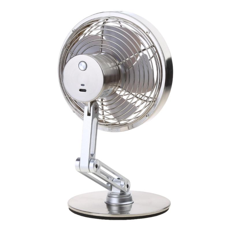 USB Desk Fan 4.6Inch Desktop Fan, Small Metal Cooling Fan 3Speed Adjustable Height Rotatable