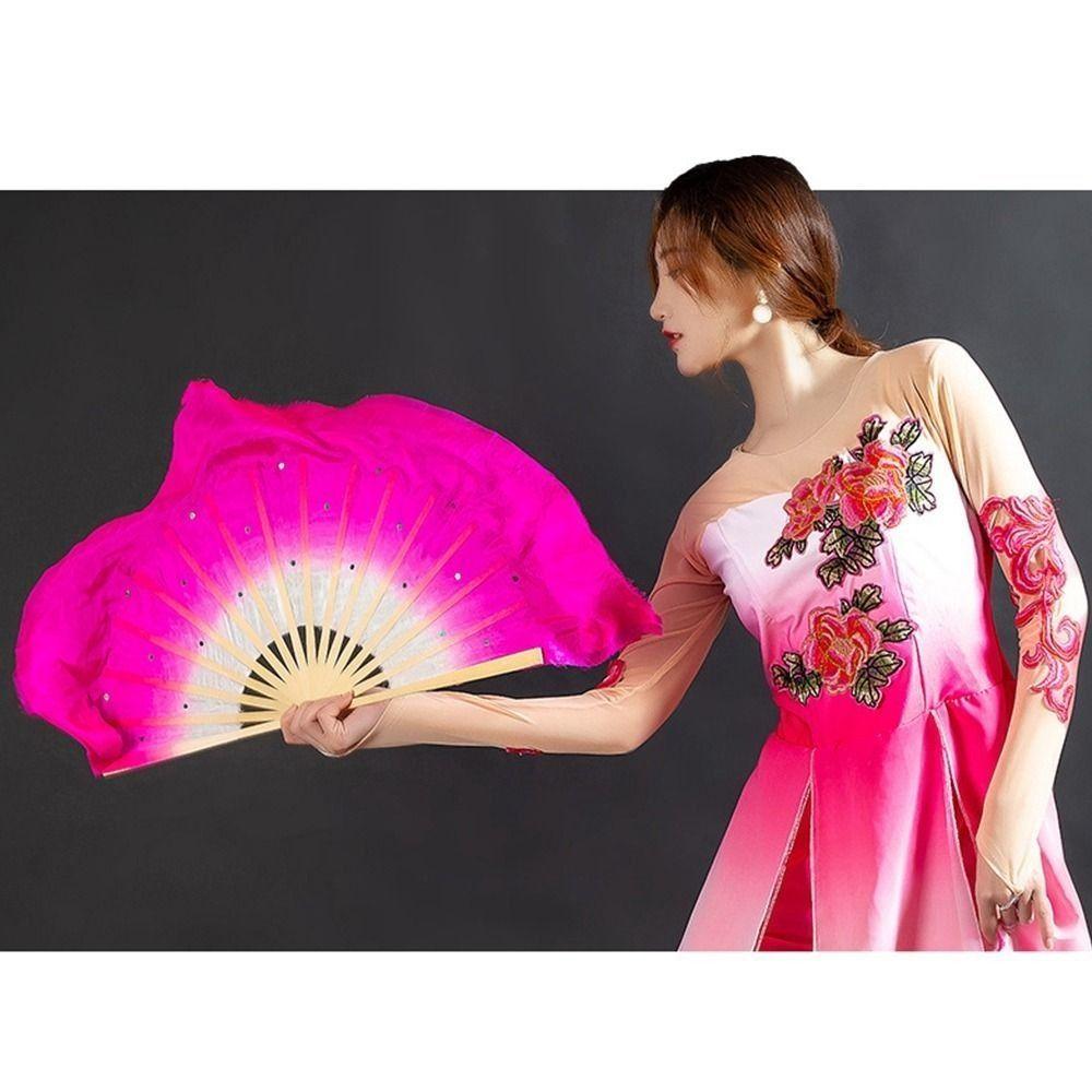 10/15/40cm Half Circle Silk Chinese Short Bellydance Fan  Veil Pairs Yangko Dance Tools