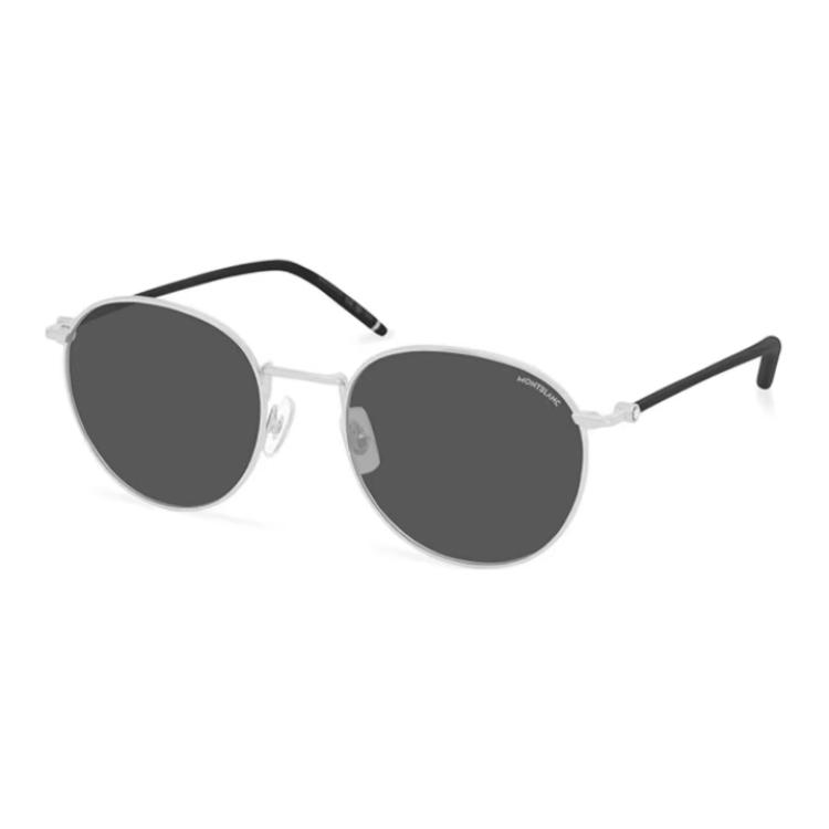 

Montblanc Logo Injection Metal Round Sunglasses Men sunglasses Silver MB0343SA-001 F,Silver
