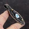 Black Color Evil Eye Pendant Copper Wire Wrapped Pendant Gemstone Jewelry Handmade Pendant Elegant Pendant Copper Wire Jewelry Gift For Him
