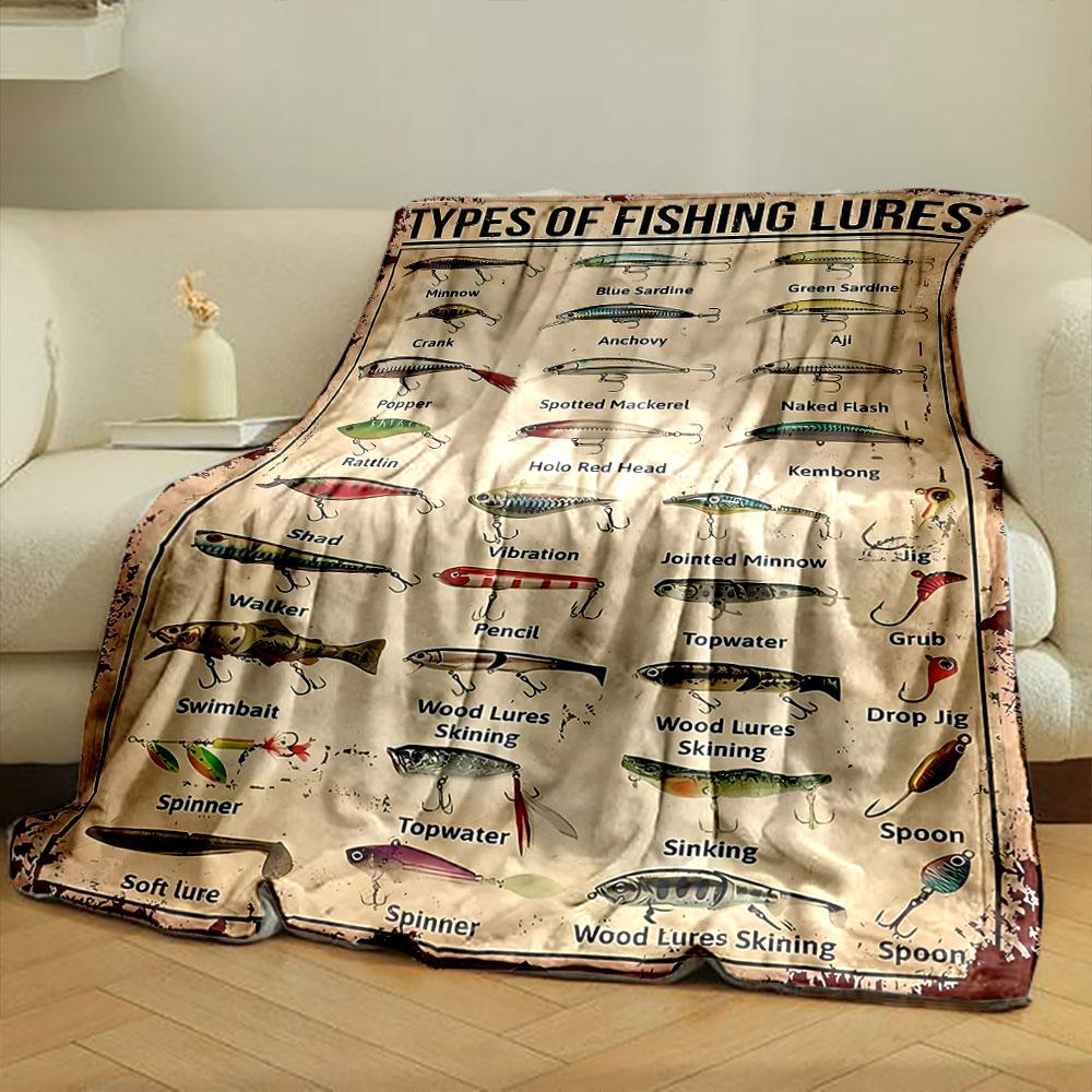 Fishing Lure Guide Blanket bedroom Blanket for Livingroom Couch lunch break Soft throw for Friend's festival Gift