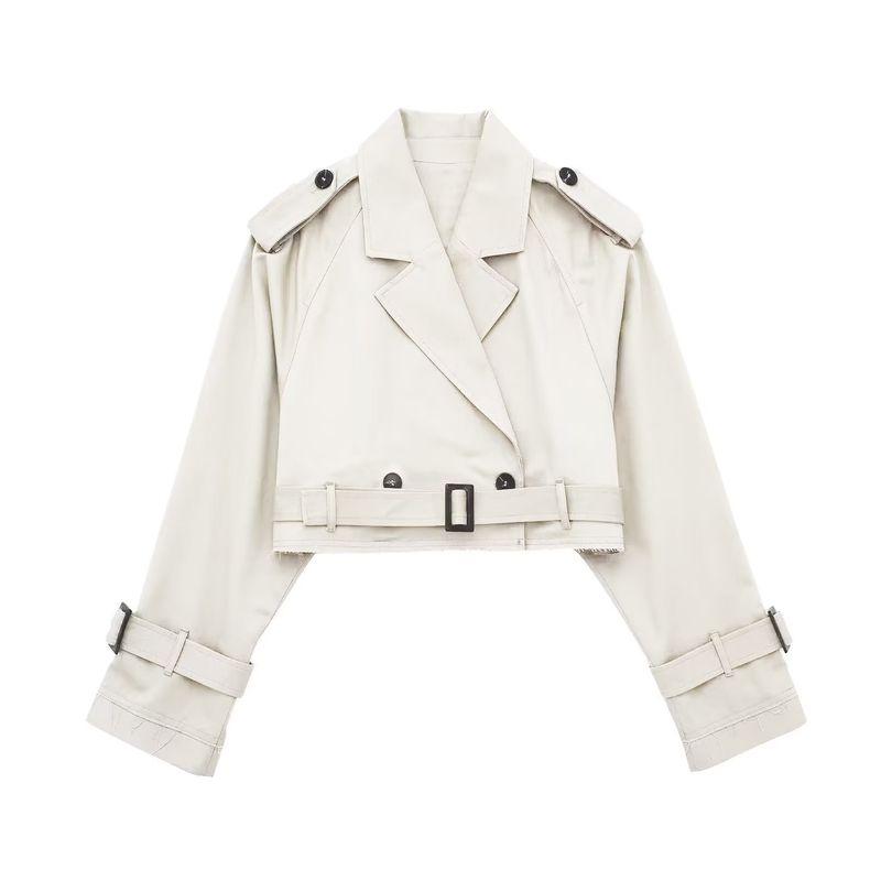 

Women s Kaslead with Belt Casual Trench Coat White apricot M