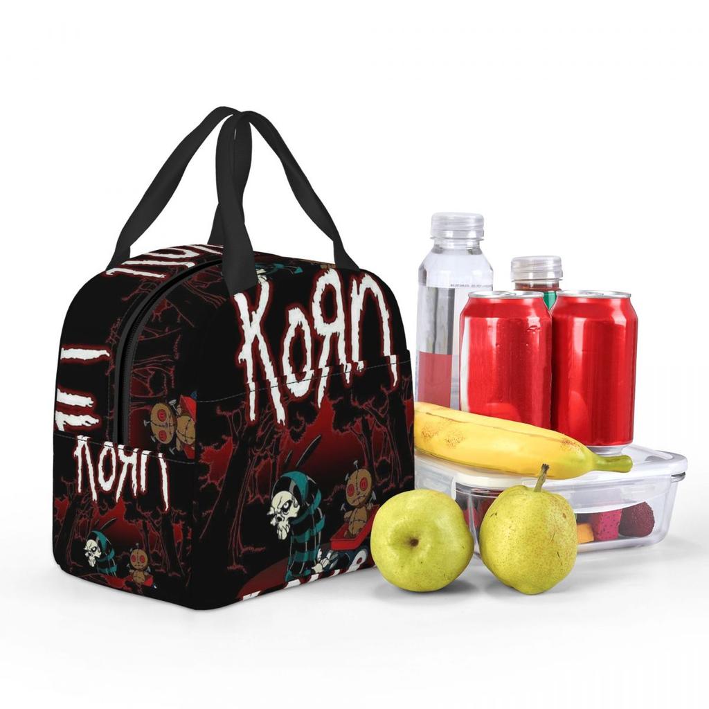 Korn Heavy Metal Band Album Tour 2024 Insulated Lunch Bag for Women Office Cooler Thermal Food Box Tote Lunch Boxes Container
