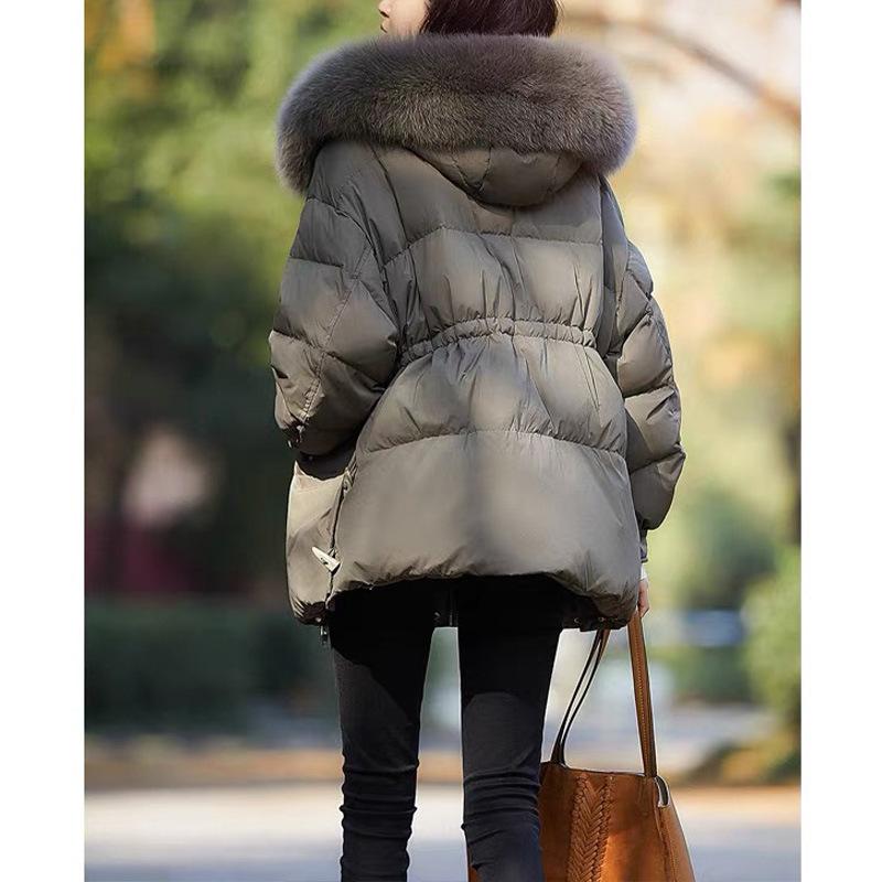 Fox big fur collar high-end pie overcomes goose down jacket white goose down jacket women's medium and long Pinghu winter women's clothing