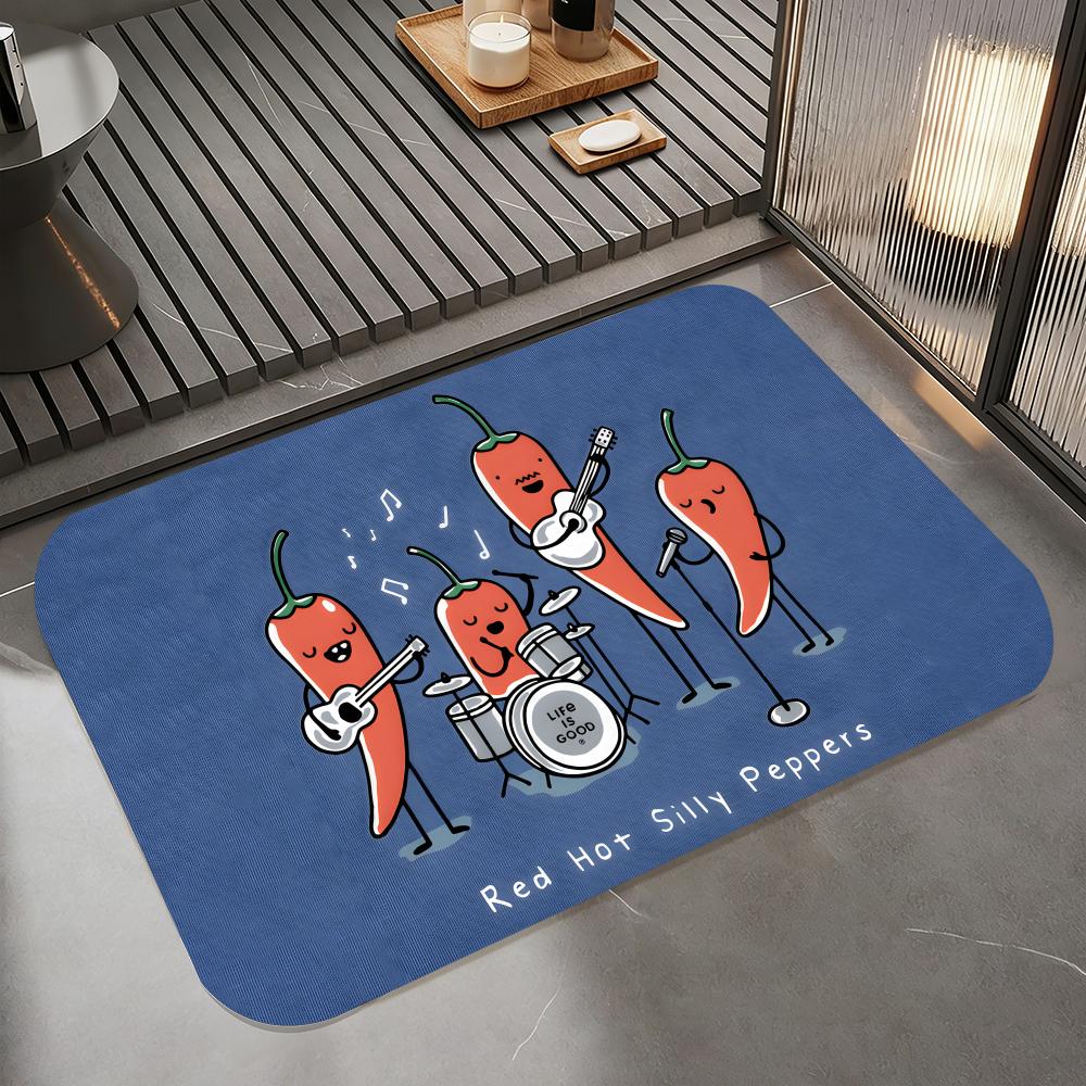 Music R-Red Hot Chili Peppers Floor Mat Diatomite Bath Mat, Quick Dry Absorbent Non-Slip Door Mat