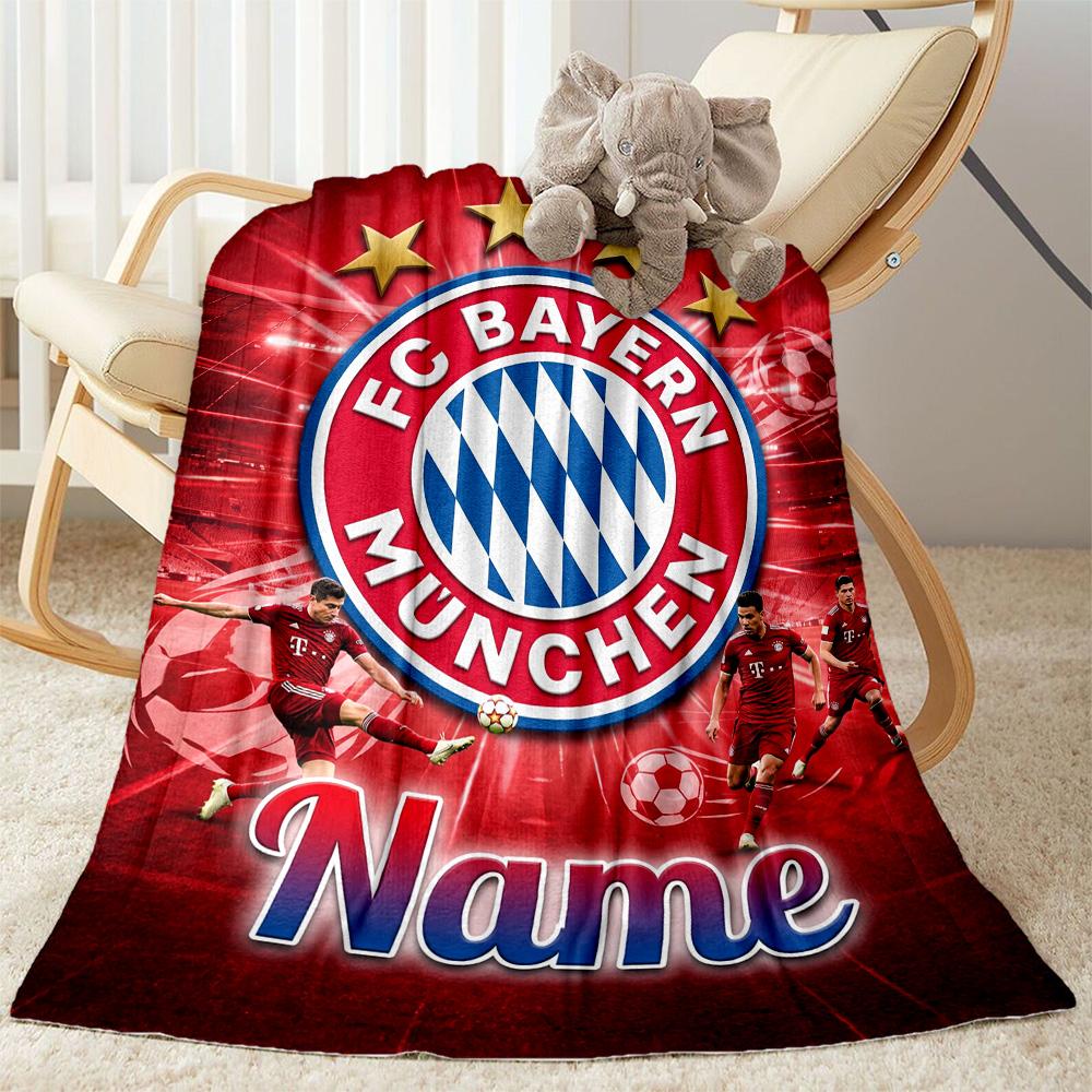 Bayern Munich Jersey Personalized Text Blanket Multi-purpose Customizable Blanket Soft & Cozy for Seaside Nap Home Decor Living Room for All Occasions