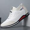 Men's British Style Leather High-Top Sneakers with Hidden Height Boost