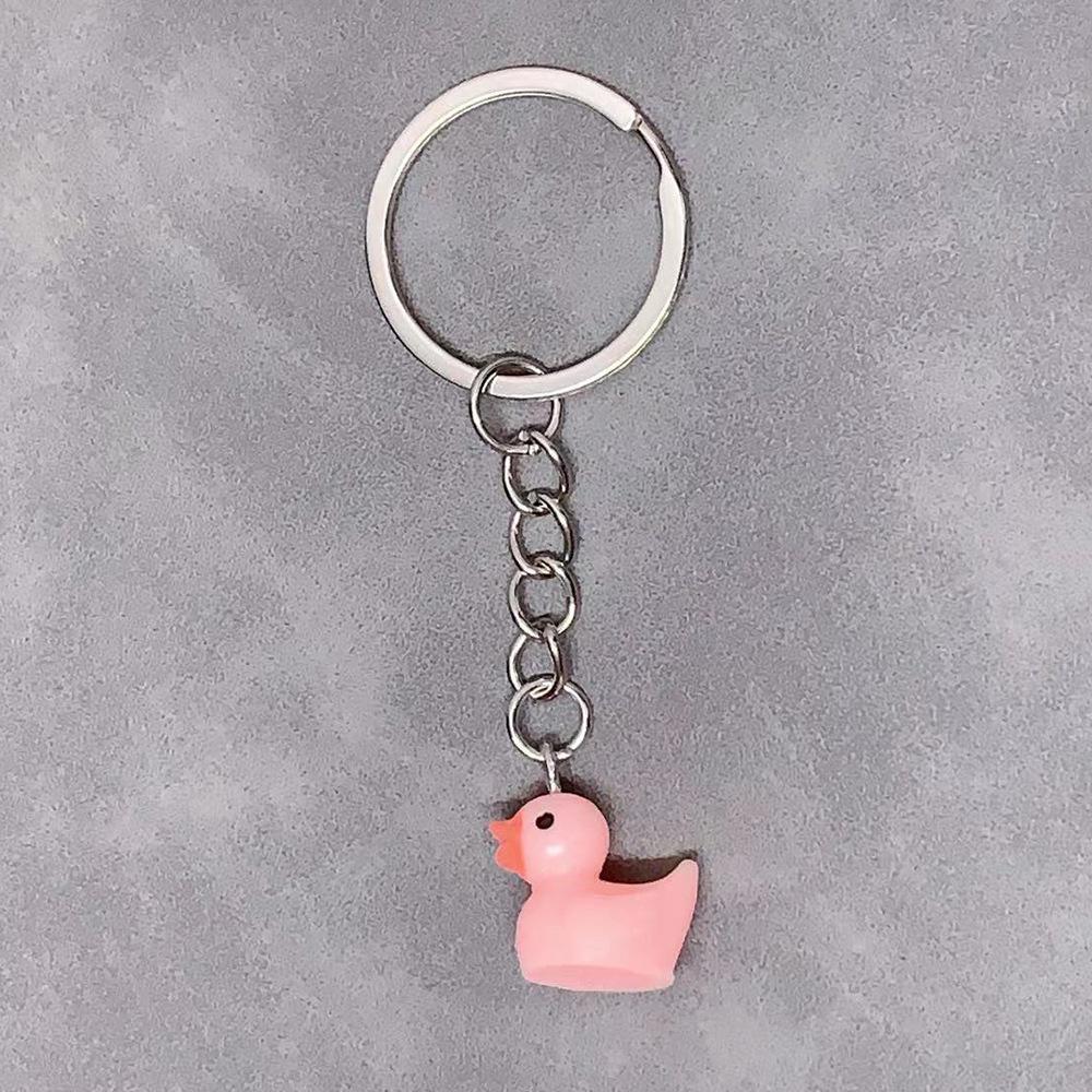 Porte-clés Simple Animal en Résine Pendentif Canard Accessoires de Sac à Dos pour Femmes Couple Famille Pendentif Porte-clés