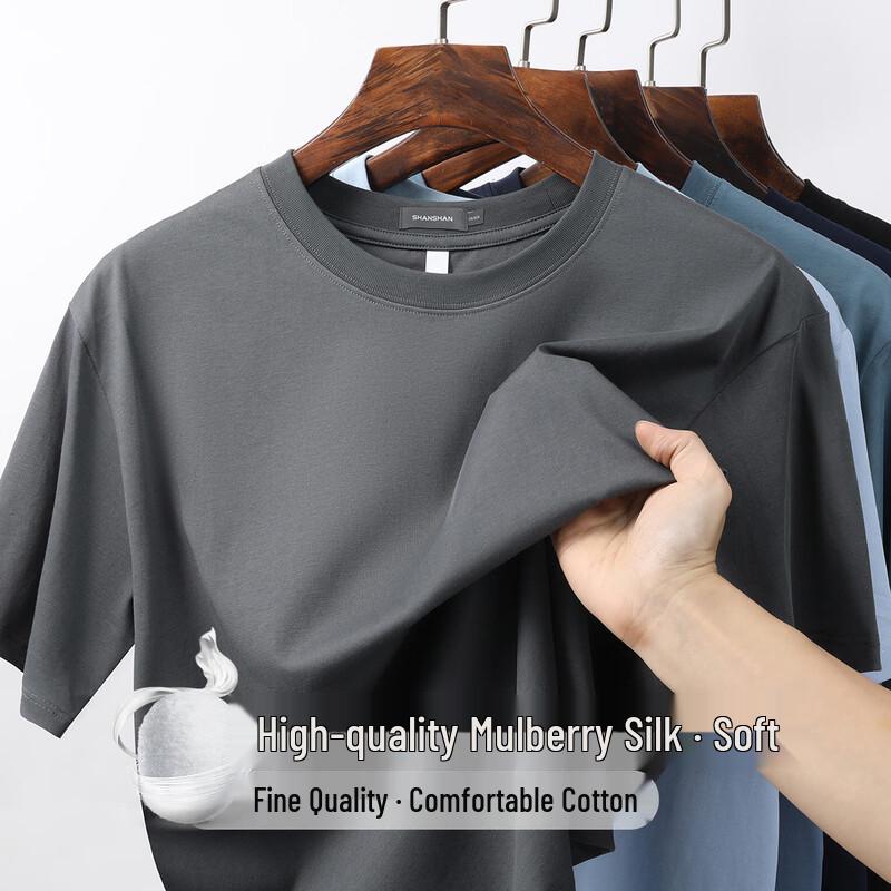 SHANSHAN Men s Silk Blend Short Sleeve T-Shirt L