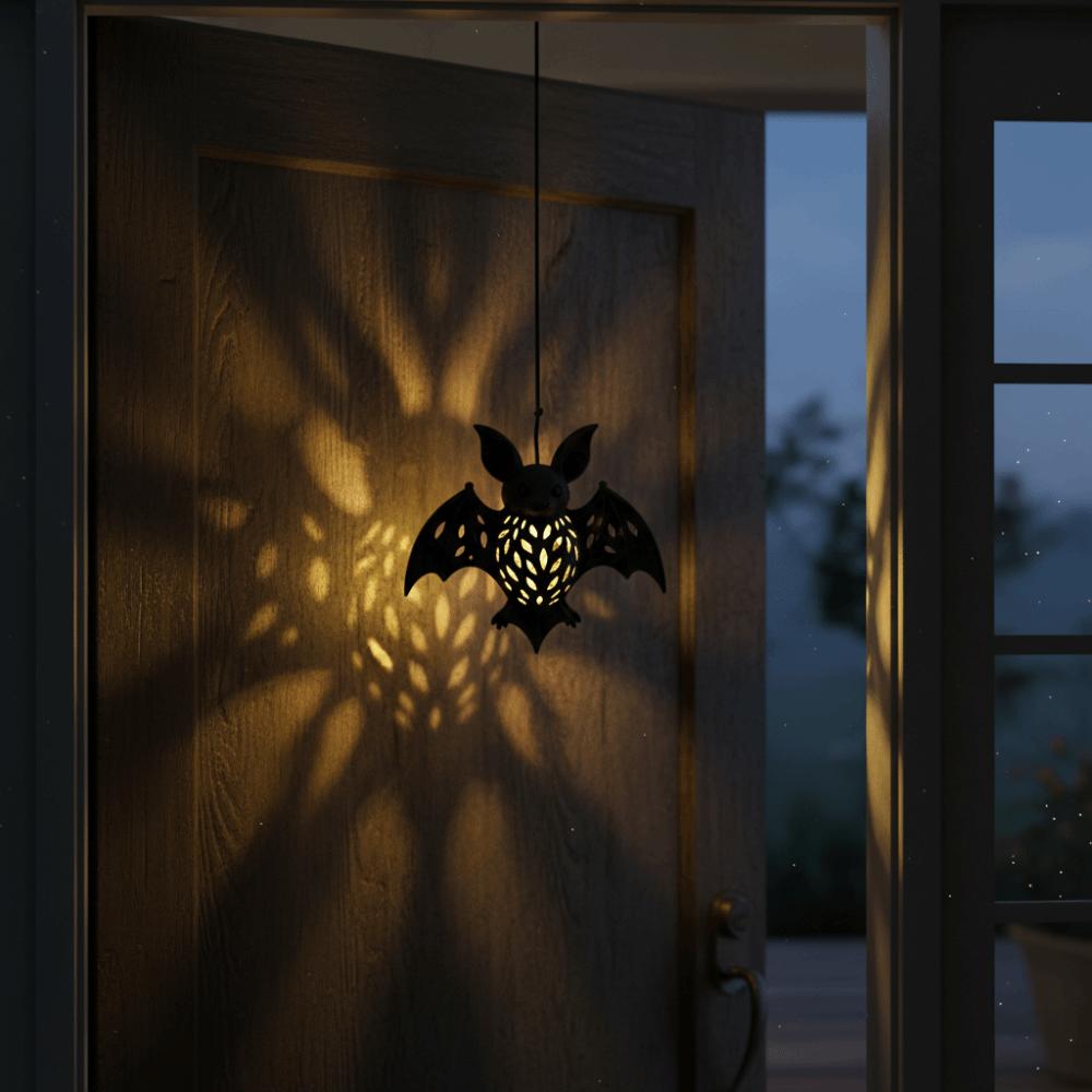 2PCS Openwork Bat Decorative Hanging Lamp Plastic Bat Chandelier Halloween