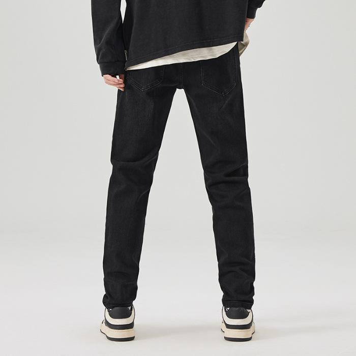 

Приталенные прямые джинсы Мужские брюки Мужские красивые повседневные эластичные прямые брюки 38 чёрный