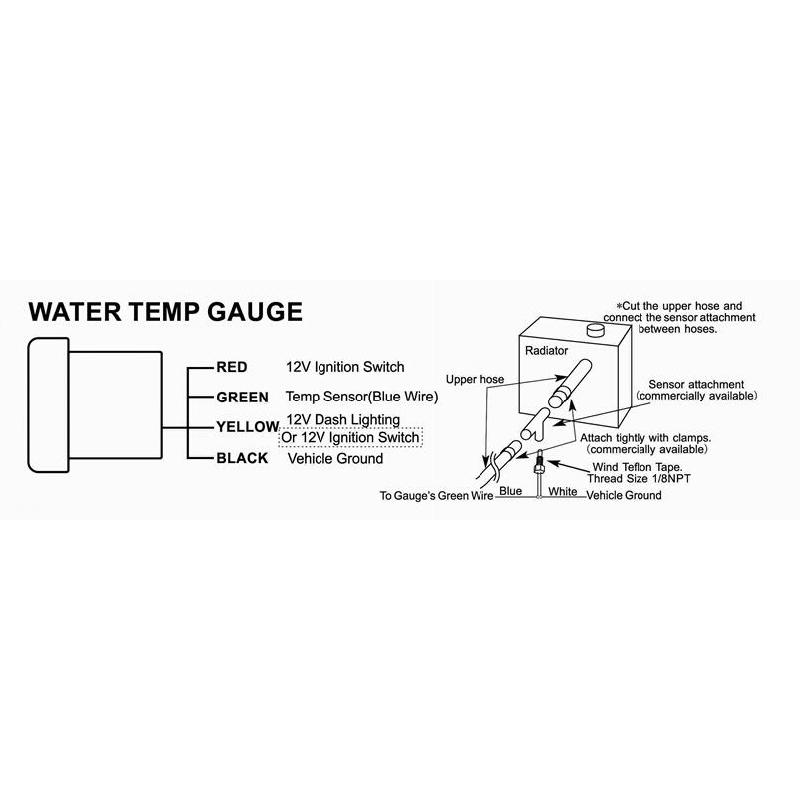 Universelles Auto 2" / 52 mm 7 Farben LED Kühlmittel Temperatur Temp Anzeige Messgerät