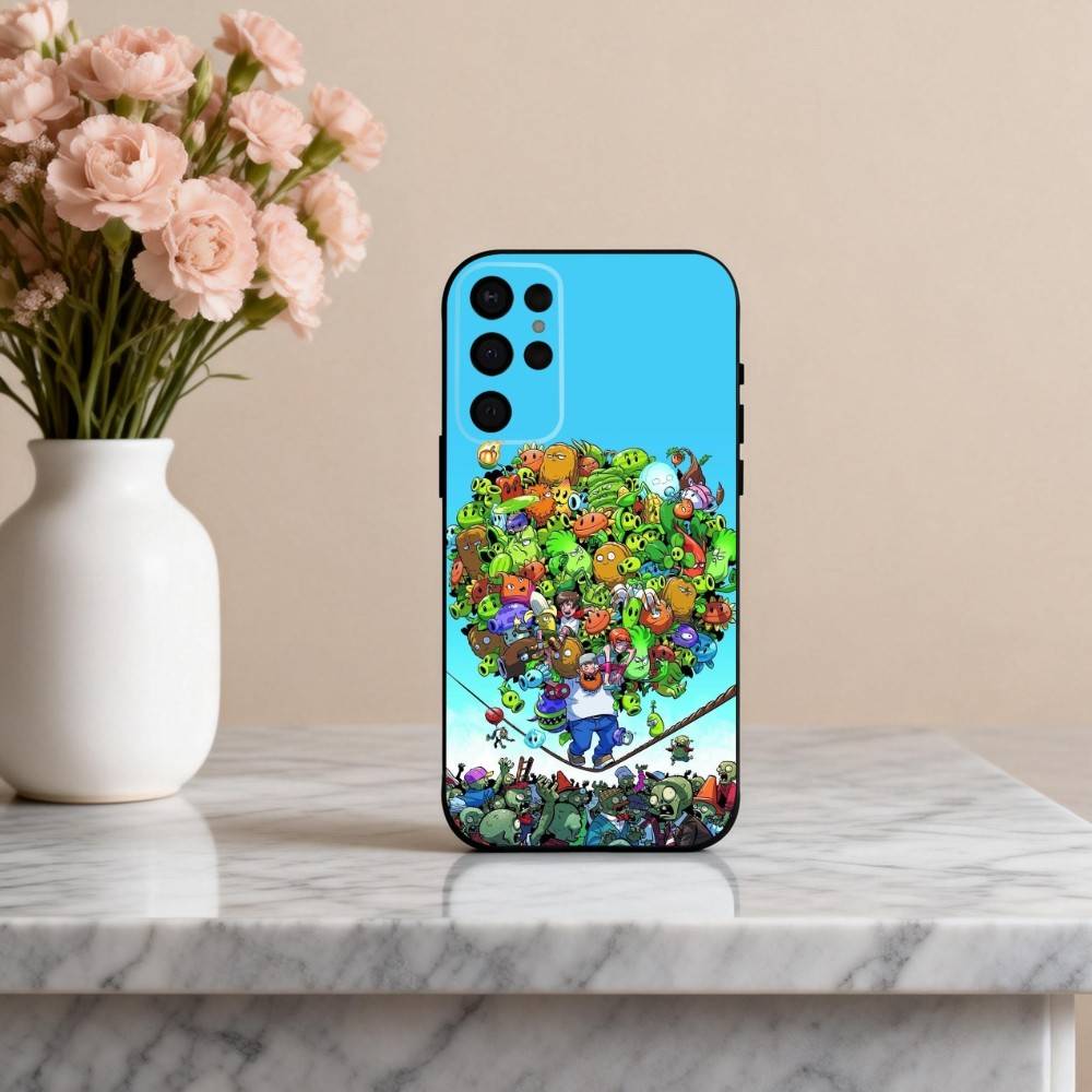 P-Plants-S VS Z-Zombies-S  Phone Case For Samsung S25,24,23,22,30,21,10,9,Ultra,Plus,Lite,FE,4,5 G Soft Black Case