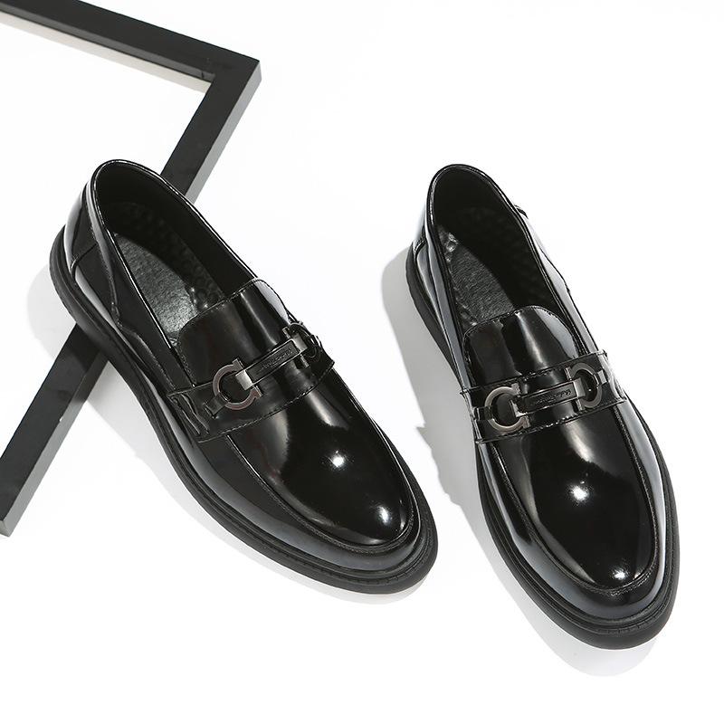 Pointed Patent Leather Casual Men'S Shoes Overfoot Lazy Leather Shoes British Glossy Business Shoes Model 9201-X