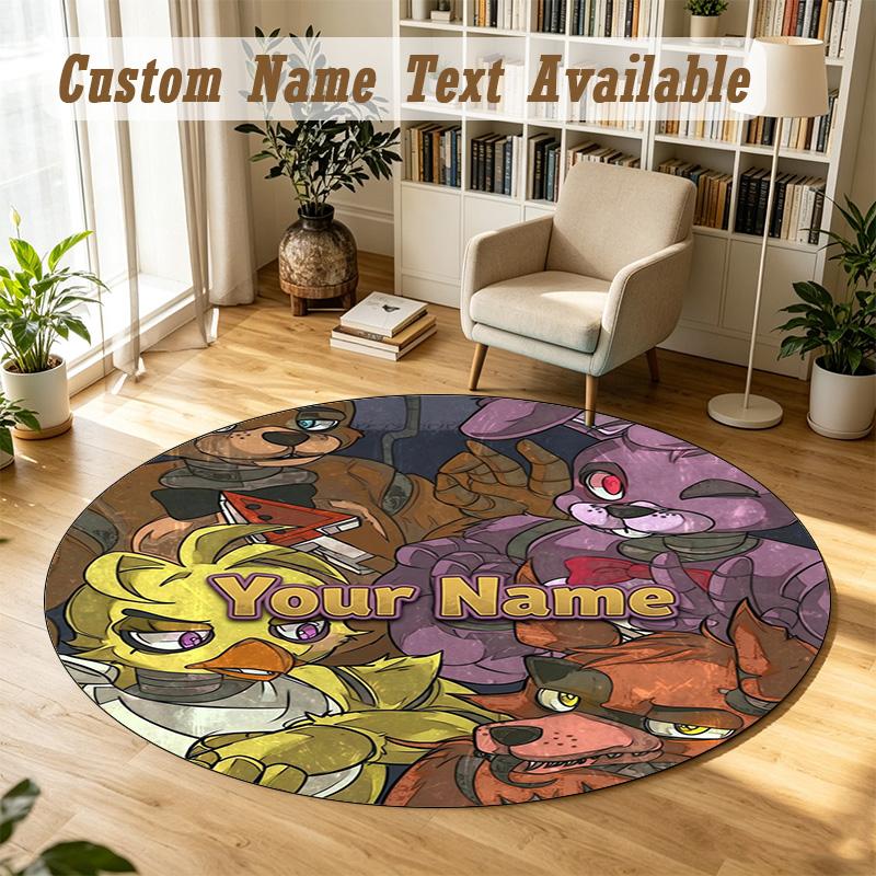 Round Rug Custom NameFive Nights at Freddy’s Pattern Non Slip Carpet Home Floor Decor