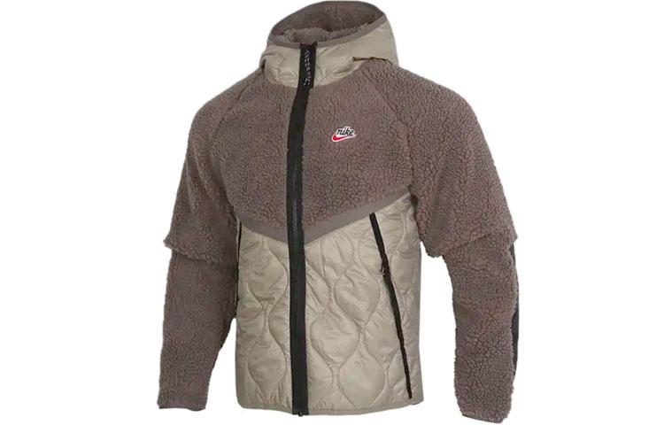 Nike Velvet Jackets Men s Camel Hooded Thickened And Fleece Lined CU4447-040 M