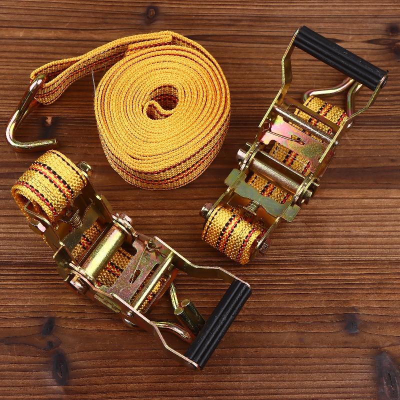Heavy Duty Ratchet Tie Down Straps 2/3/4/6 Meter Long Double Hook Lashing Belt For Truck Cargo Securing Transport Binding