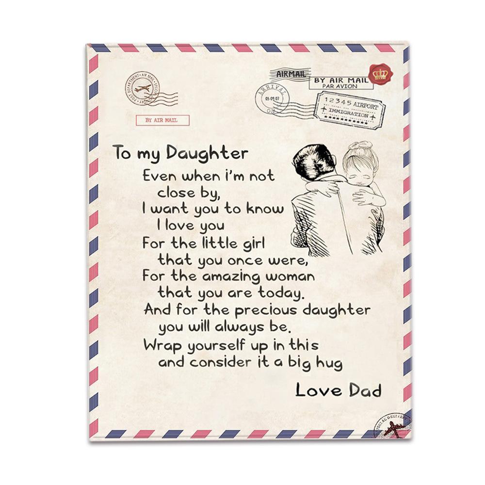 Mom And Dad'S Airmail Blanket For Daughter Actively Encourages Love Gift Portable Flannel Blanket