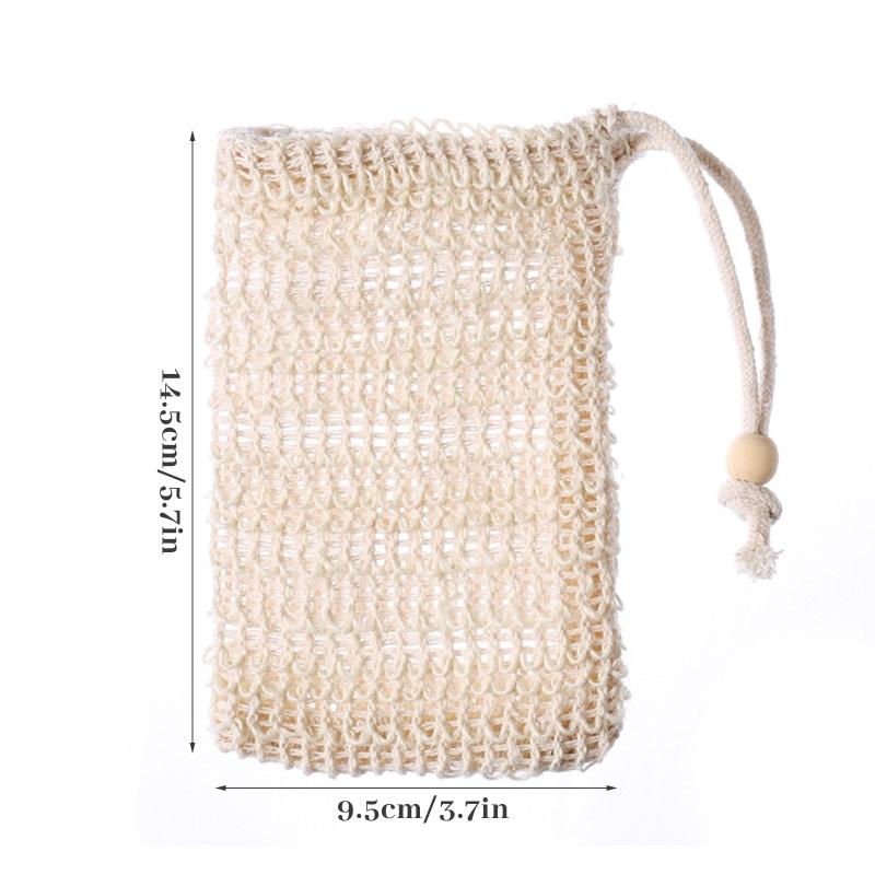10pcs Exfoliating Soap Bag Natural Sisal Soap Saver Pouch Bag for Shower Reusable Bath Soap Bags with Drawstring Bubble