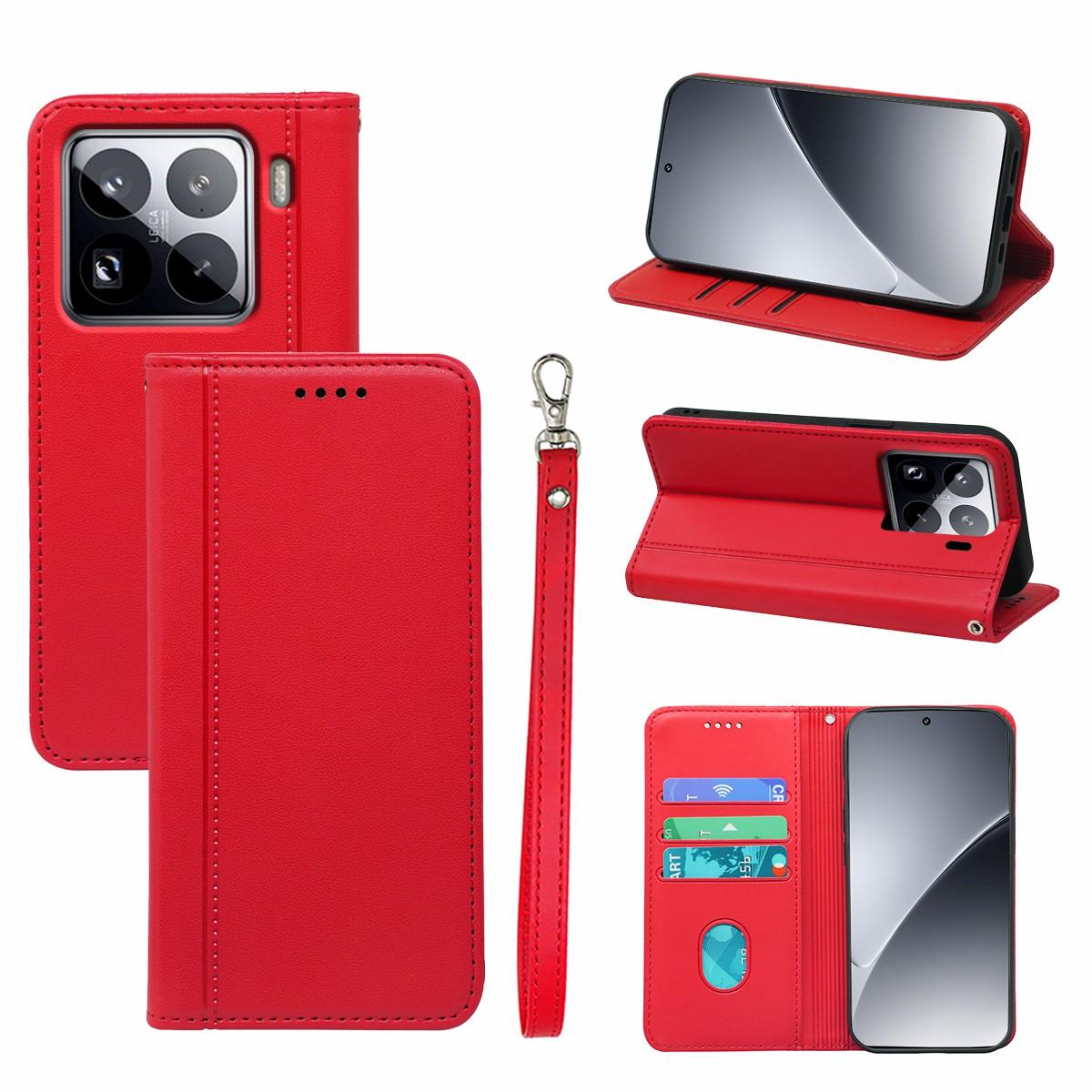 

HX01 Для Xiaomi 15 Чохол-гаманець Магнітна застібка Шкіряний чохол для телефону з поліуретану Red