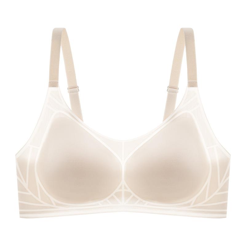 Summer Seamless Stealth Underwear Women's Cool Feeling Ice Silk Small Breasts Gather Bra Breathable Thin Collection Breast Bra Cover