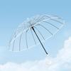 Transparent Umbrella Windproof Strong 16 Ribs Long Handle Rain Umbrella for Women Semi-automatic Big Umbrella