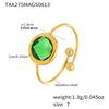 Qiong Yao Round Czech Glass Stone Sparkling Stainless Steel Open Tail Ring