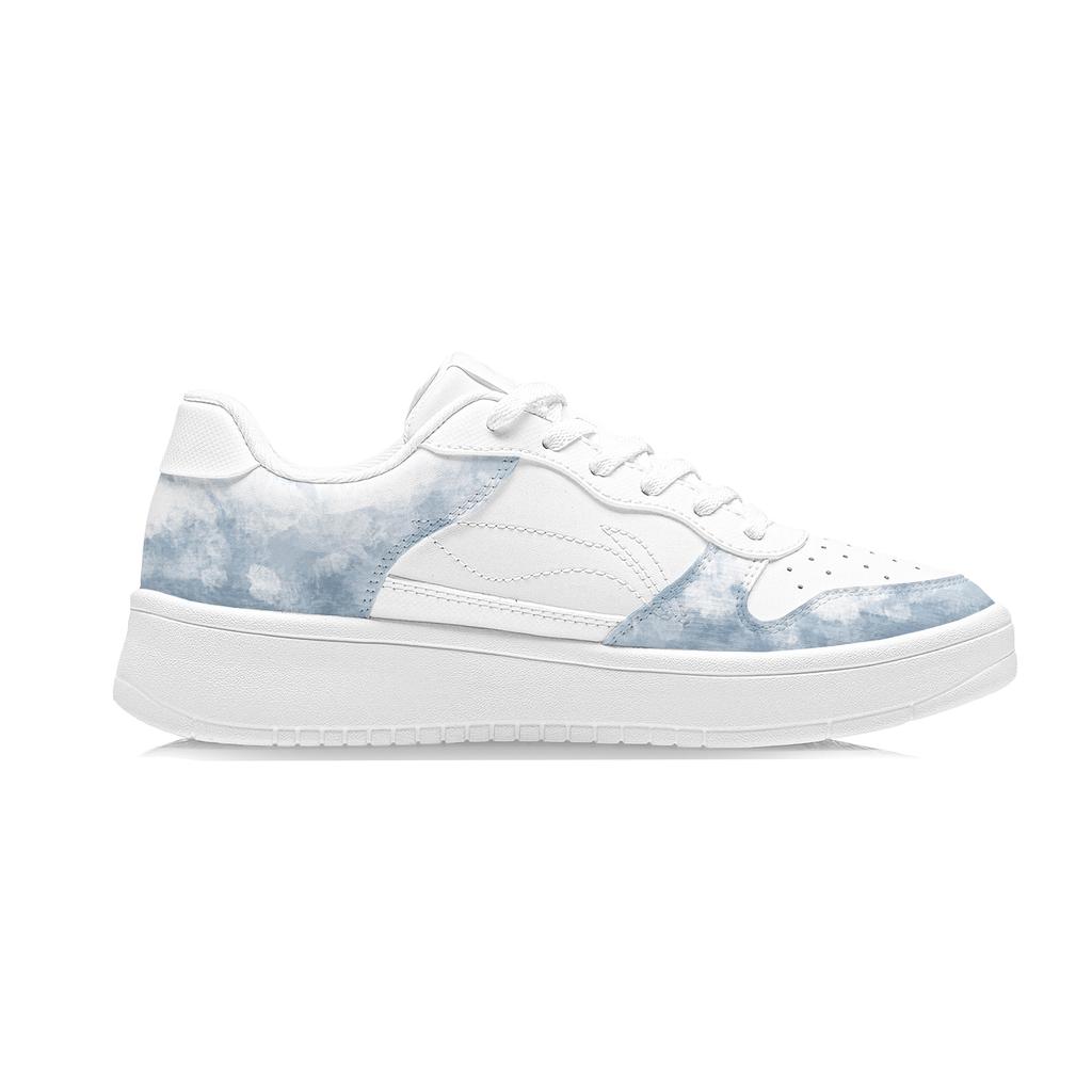 Li Ning Floating Boat Synthetisches Leder Abriebfest Leicht Niedrig geschnitten Skateboard Schuhe Unisex Blau Weiß AGCS419-1(Team1953-SBOX)
