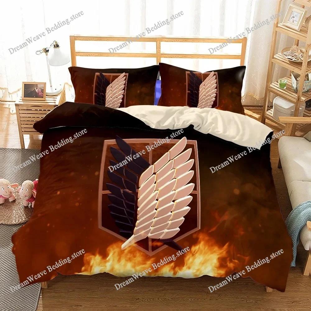 3D Printed Anime Attack on Titan Bedding Set Duvet Cover Bedroom Comforter Single Twin King _Size Quilt Cover Home Textiles