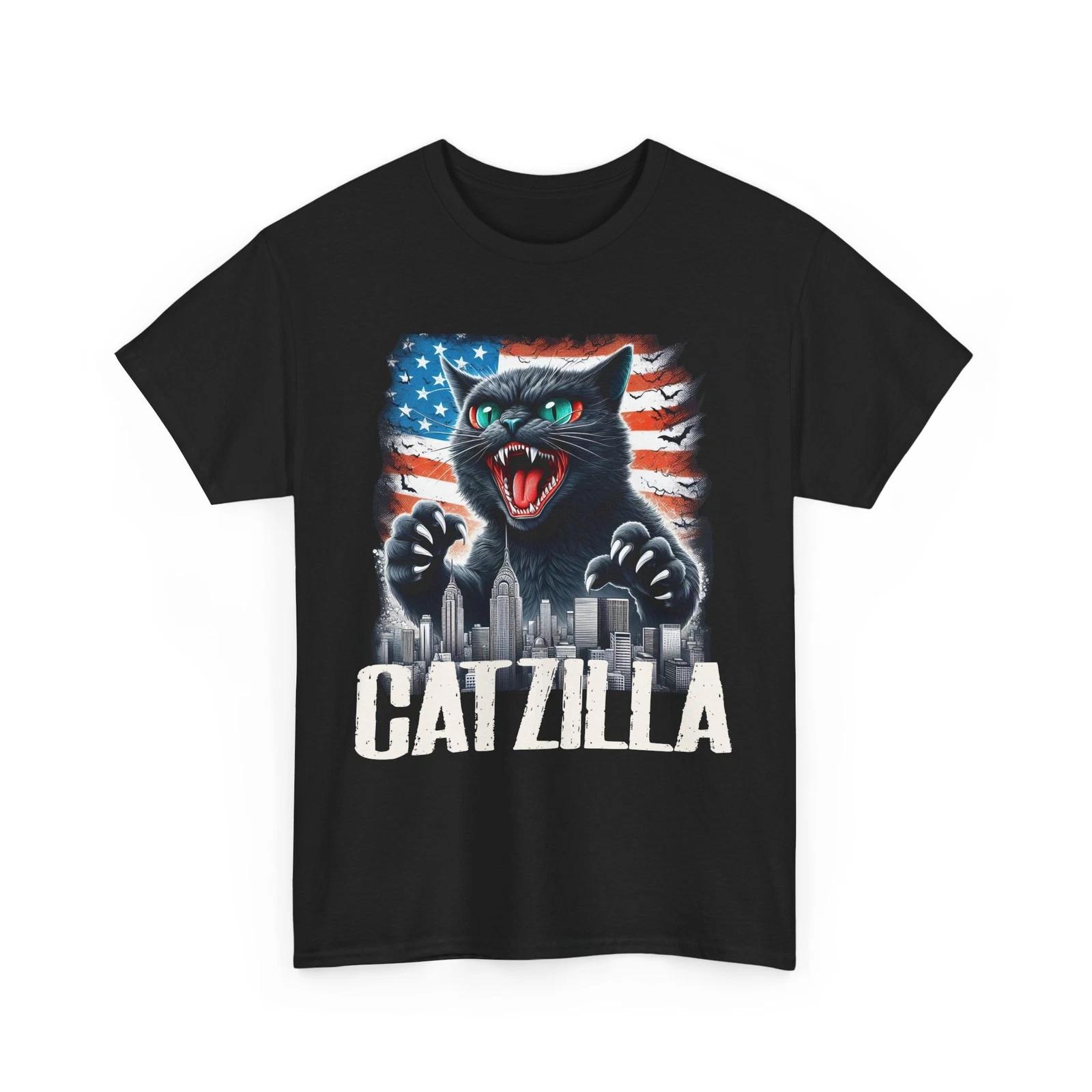 Cat + Godzilla T-Shirt – Catzilla Funny Graphic Tee for Men & Women 3XL