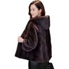 Mink coat women's short whole mink hooded imported mink fur jacket long-sleeved velvet casual jacket