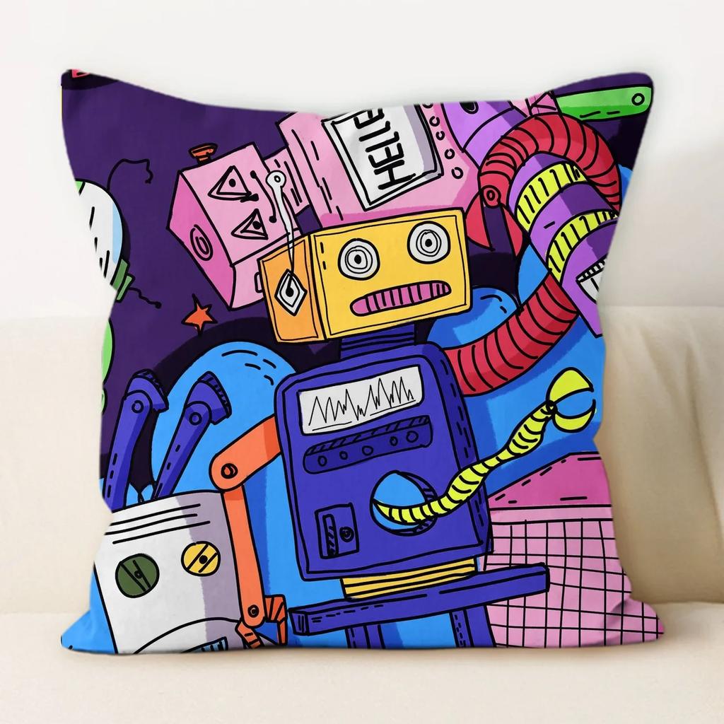 Drawing Graffiti Backrest Square Office Pillow Cover Funny Graffiti Pillow Home Sofa Cushion Cover