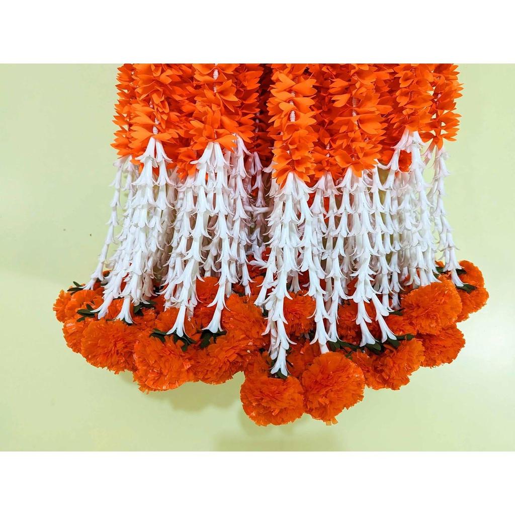 Artificial Flower Garland Toran For Door Entrance Home Decoration Hanging 4Pieces (Orange Yellow, 5 Feet)