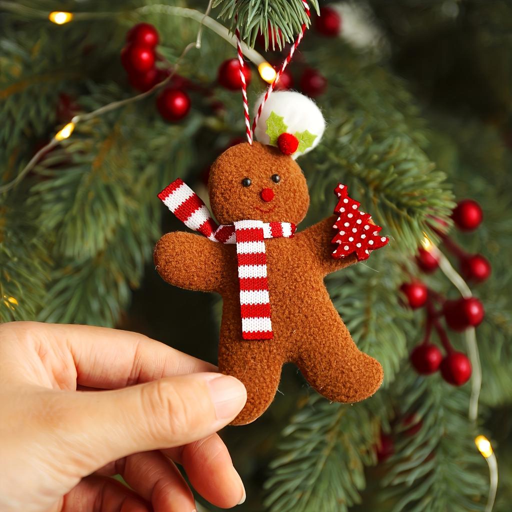3 Pieces of 1Pc New Christmas Decoration Gingerbread Man Figurine Small Hanging Ornaments Christmas Tree Accessories Hanging Ornaments 3-Piece Set