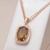 Oval Brown Natural Zircon Pendant Necklace For Women Fashion  Rose Gold Color High Quality Bride Wedding Jewelry