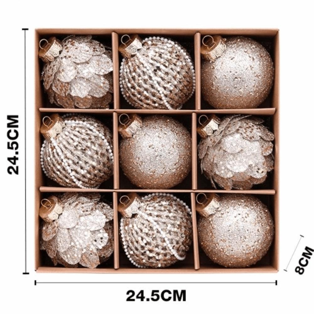 9PCS 8cm Christmas Ball Ornaments Foam Holiday Ball Ornaments New Christmas Ornament Set Home Decor
