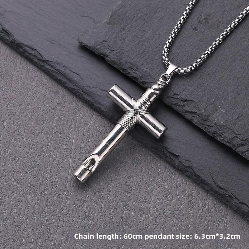 316L Stainless Steel Cross Chain Pendant Necklace For Men Jesus Religious Accessory Grey Copper Color
