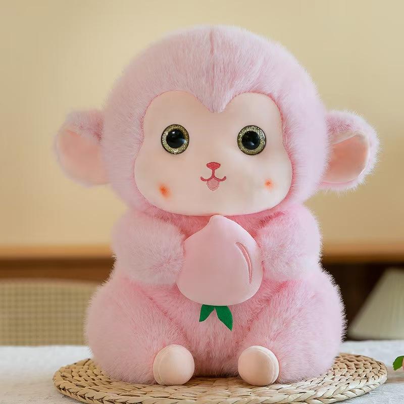 Soft Cute Peach Monkey Plush Toys Children's Sleeping Pillow Wedding Event Gifts Little Monkey Ornaments