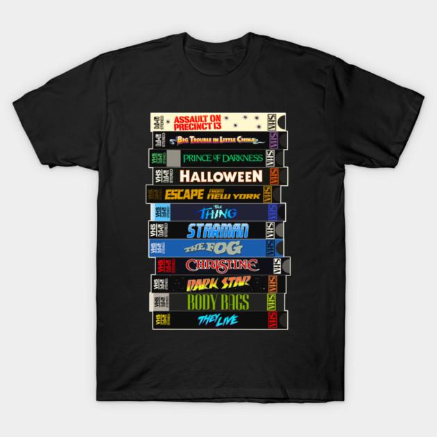 Asian Size Cotton Unisex Tshirt Print T-shirt John Carpenter Vhs Movies Stack T-shirt No-Cut Print Regular Fit