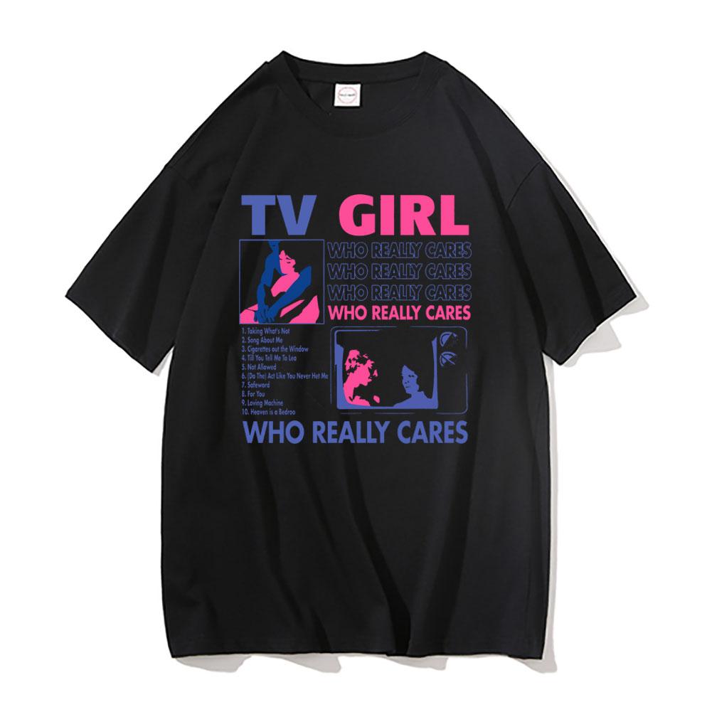 TV Dívky, Které Opravdu Dbají na Grafický Tisk Trička Pánská Móda Retro Oversized Bavlněná Trička s Krátkým Rukávem