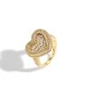 Love Ring, European and American Hip-hop Copper Inlaid Zircon, Women's Personality Popular Ring, Heart Ring.