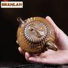 180ml Yixing Purple Clay Teapots Handmade Bamboo Scoop Pot Raw Ore Dragon Kiln Wood Burning Mud Kettle With Infuser Zisha Teaset