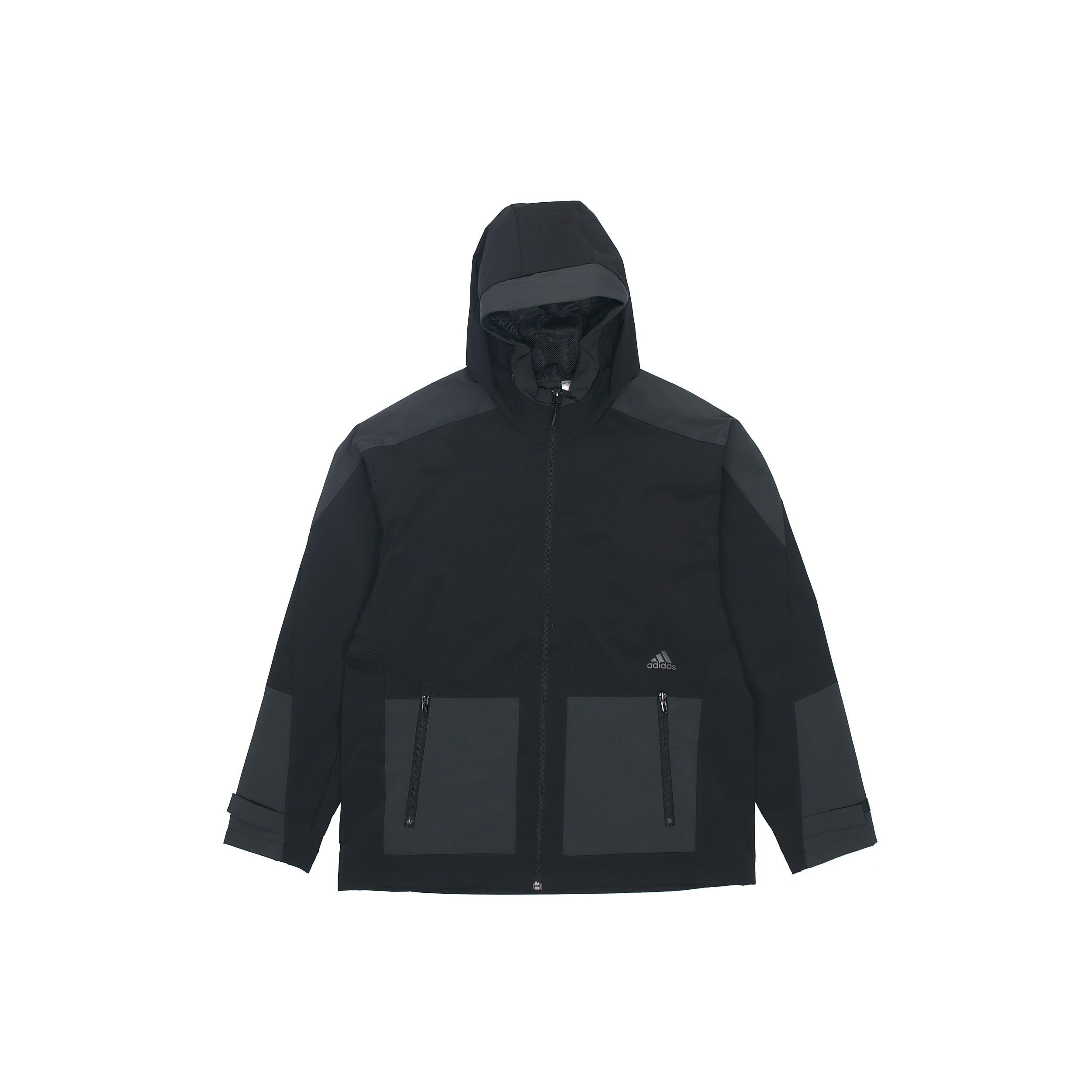 adidas Sports Training Woven Windproof hooded Logo Jacket Black Men s H40220 S
