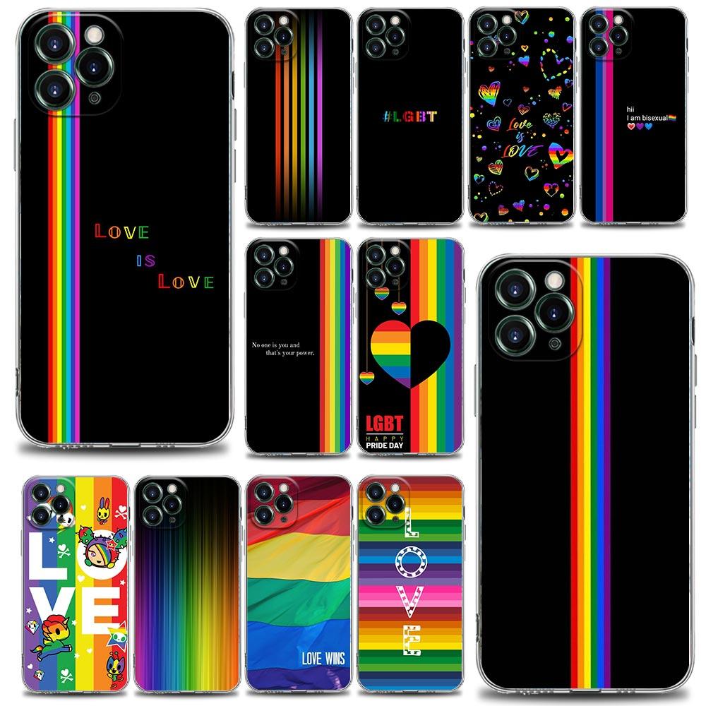 Gay Lesbian LGBT Rainbow Love Shell Case for iPhone 16 15 11 12 13 14 Pro Max for iPhone 16 Plus Soft Transparent Cover Fundas
