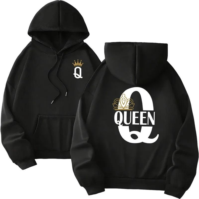Hot Sales Mens Womens Hoodies King Queen Printing Sweatshirts Versatile Casual Couple's Clothing Daily Pullover Fall Winter Y2k