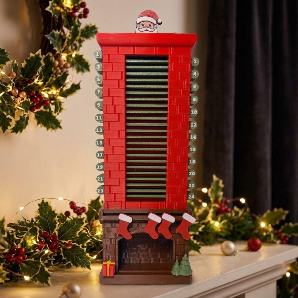 Plastic Christmas Advent Calendar Fireplace Base 24 Day Xmas Countdown Kids Gift