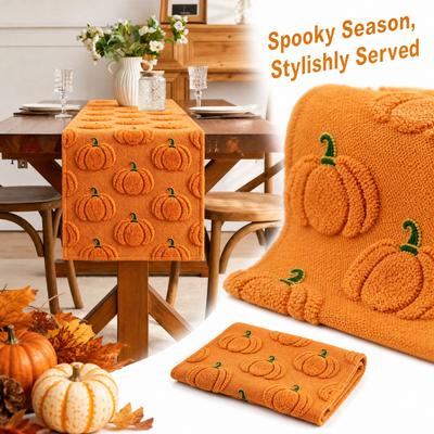 Halloween Pumpkin Embroidered Table Runner for Kitchen Dining Room, 18333 Cm